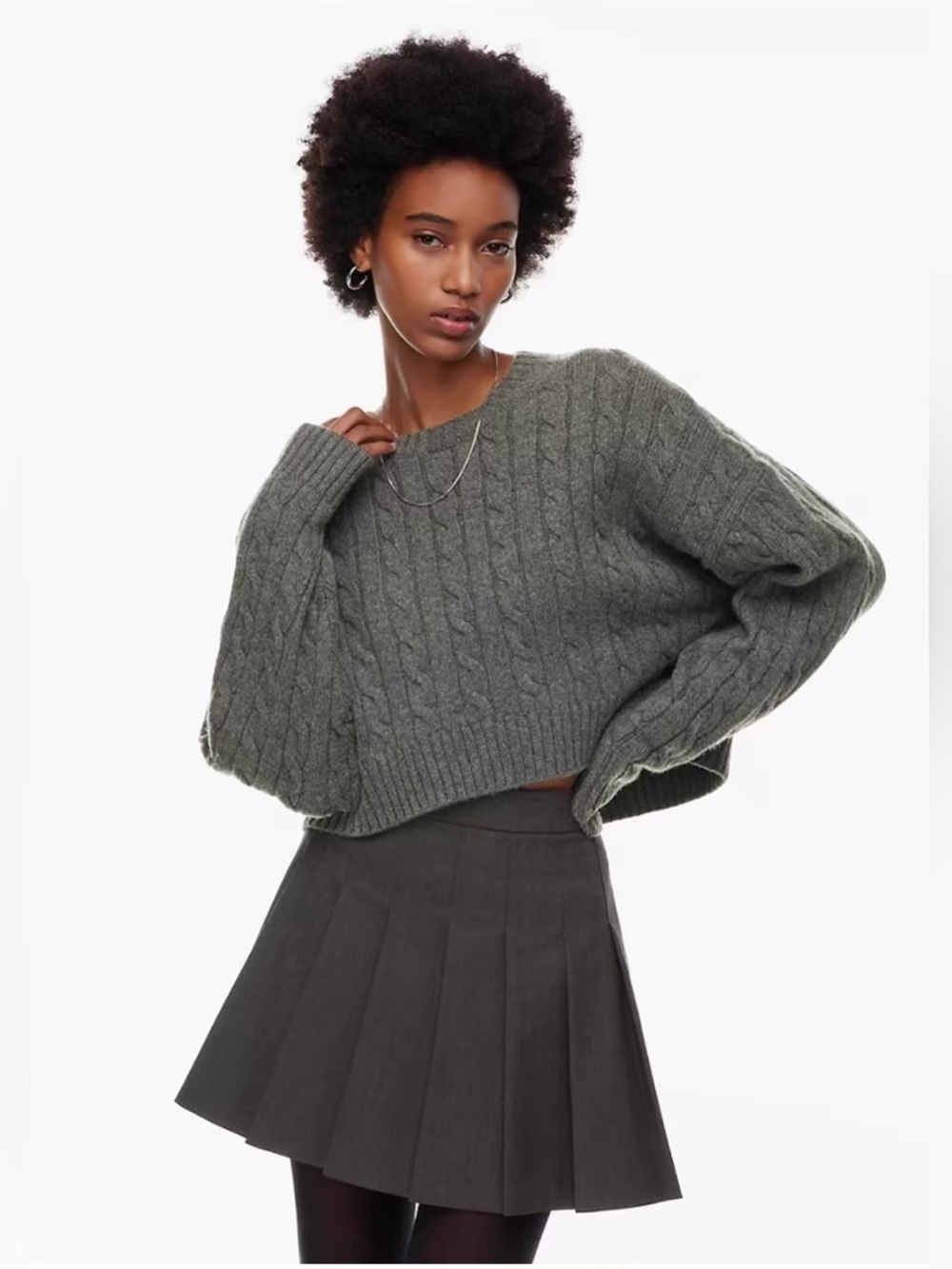 NEW Aritzia Peggy Cropped Merino wool cropped cable-knit sweater size M